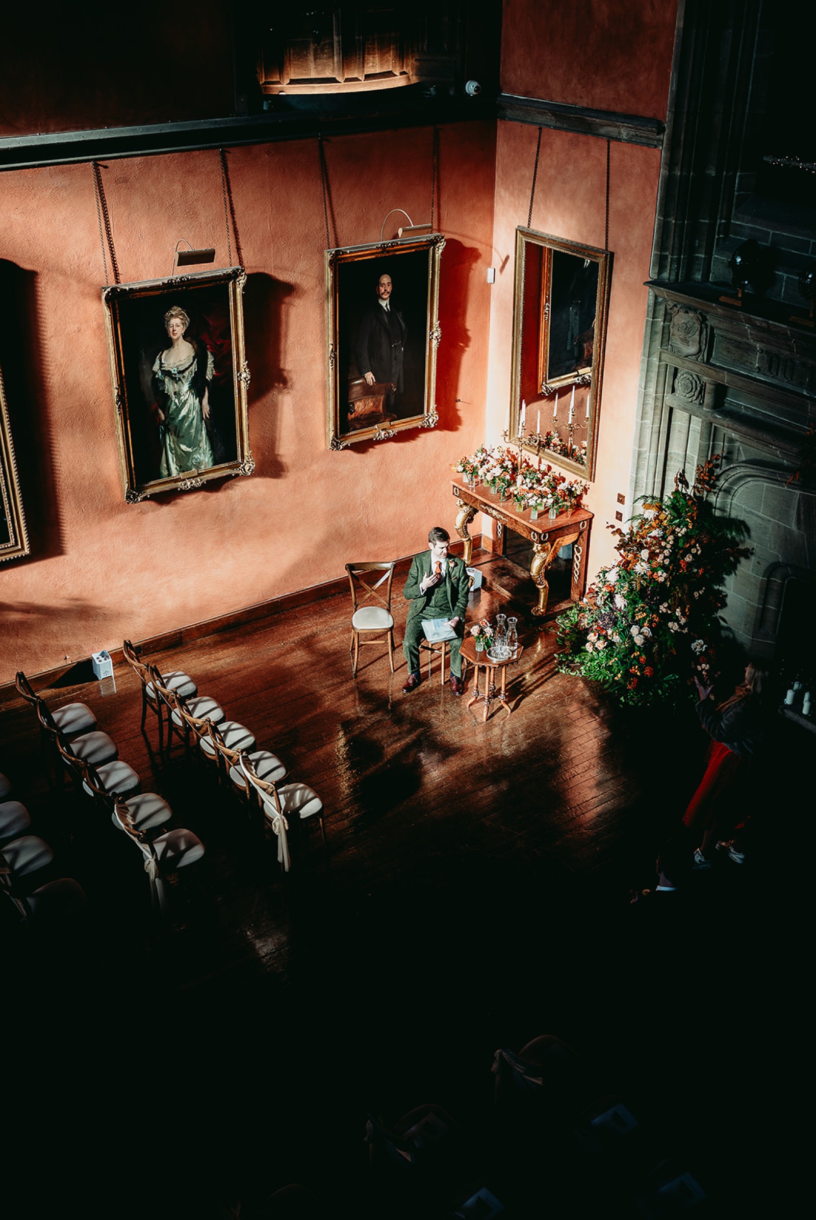 Wedding ceremony room prepared inside Cowdray House