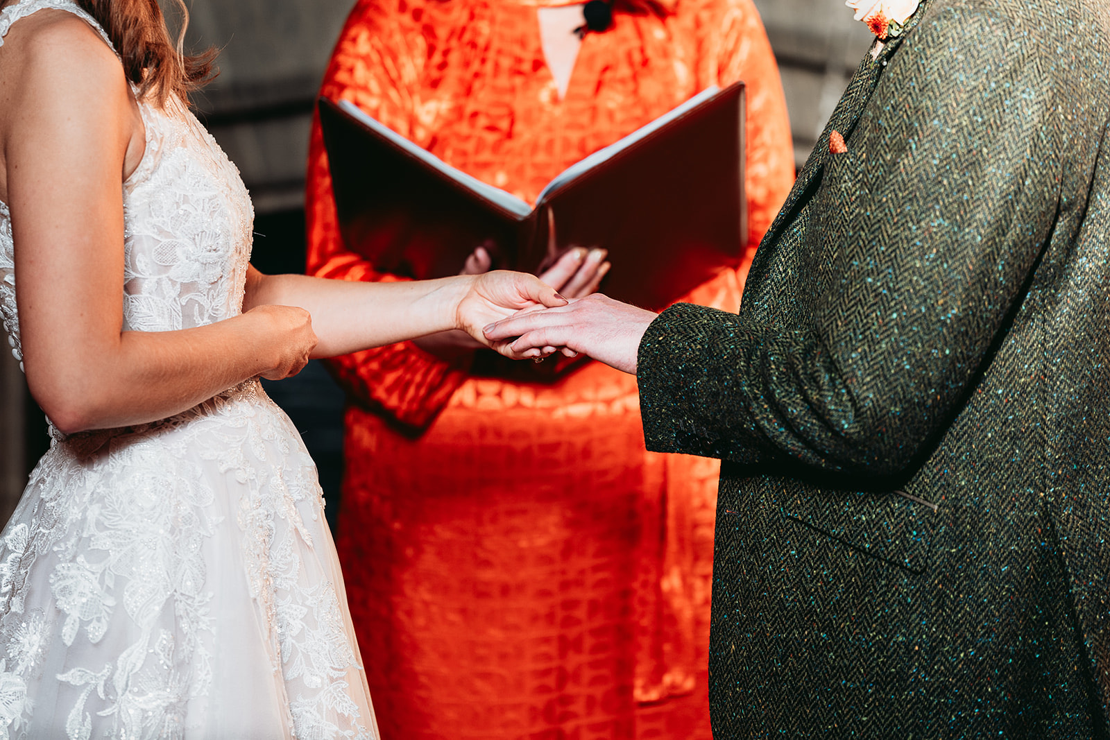 Couple exchanging their wedding rings during the ceremony