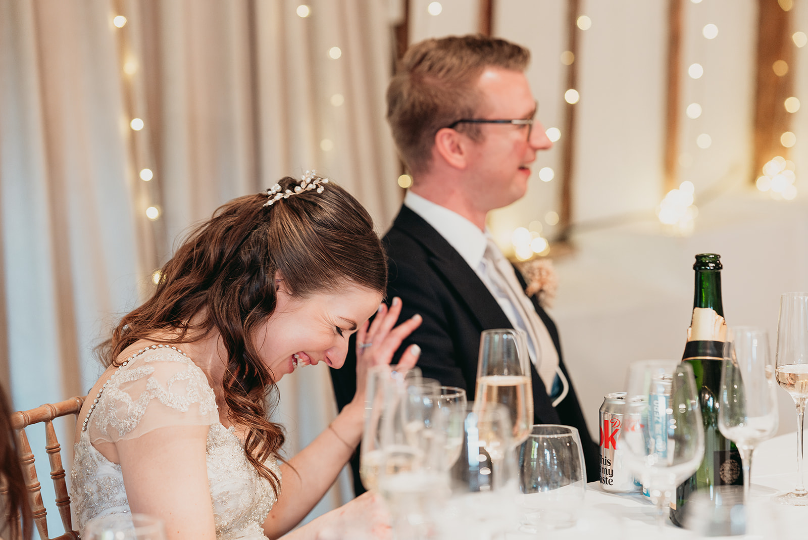 An emotional embrace during the speeches at Fitzleroi Barn