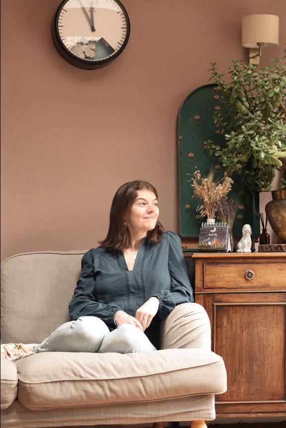 Memorial jewellery designer at work in her creative studio during a Sussex branding photography session